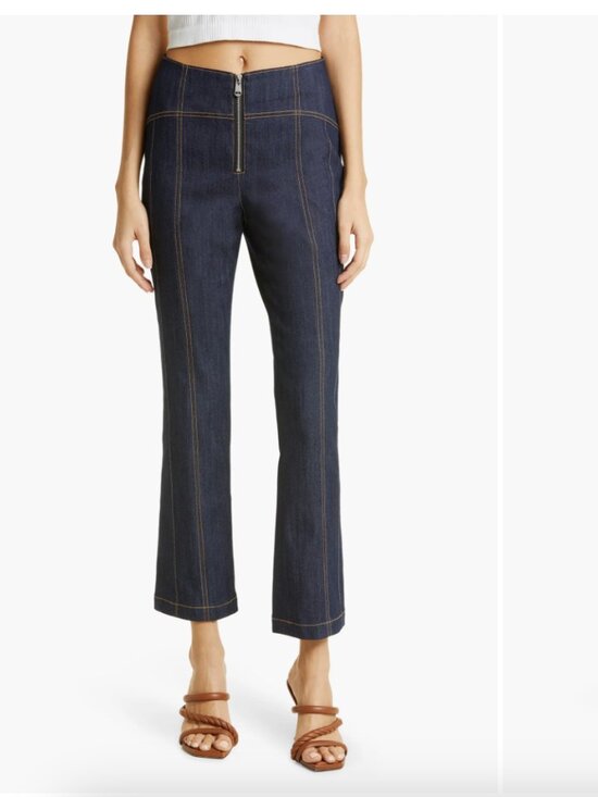 cinq a sept Denim - Cinq à Sept Loren Flare Leg Crop Denim Pants dark blue jeans 12